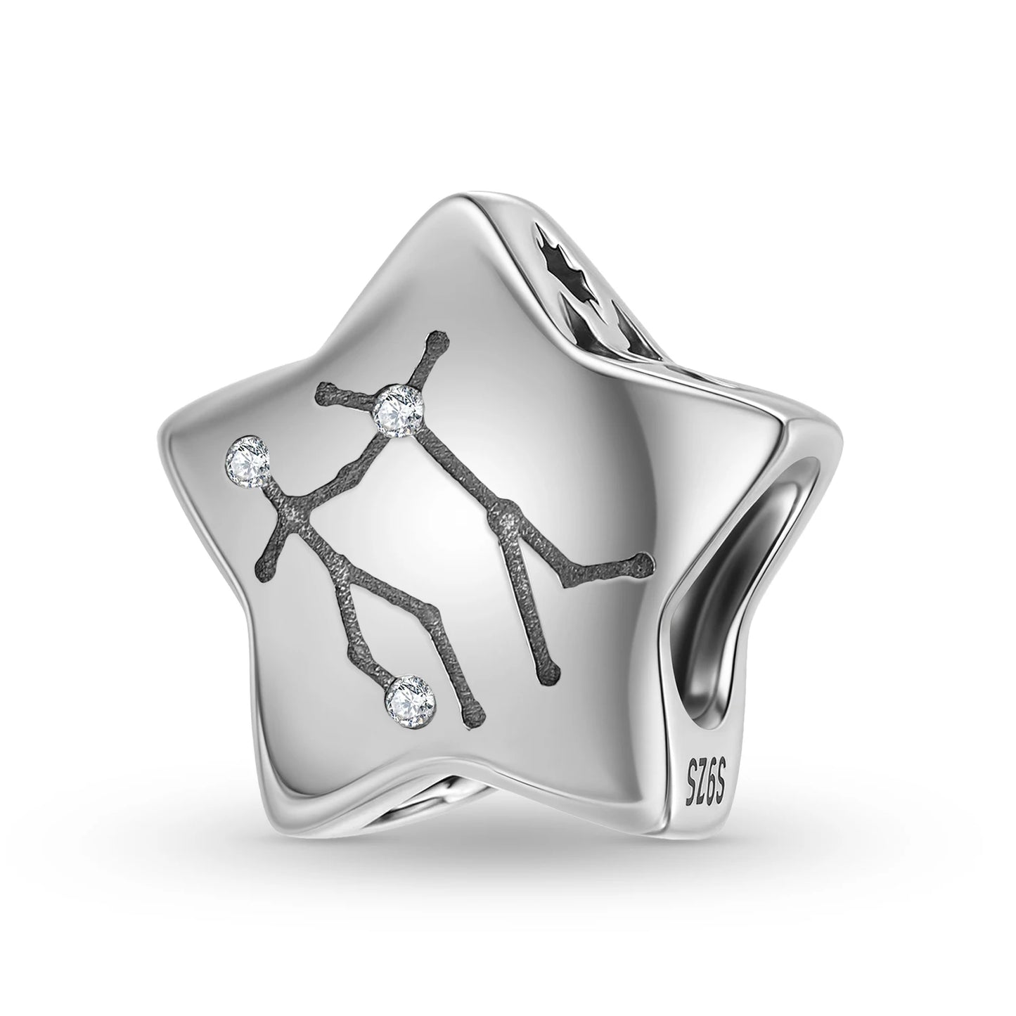 Plain Silver Zircon Lines 925 Sterling Silver 12 Zodiac Signs for Charm Beads Fit Original Bracelet Diy Jewelry Accessories