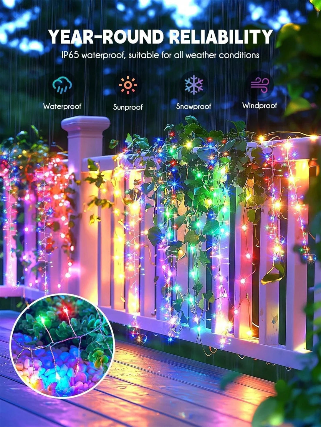 Dây Đèn Led Năng Lượng Mặt Trời Ngoài Trời Hình Pháo Hoa, Dây Đèn Đồng 8 Chế Độ Dùng Trang Trí Đám Cưới Cắm Trại Giáng Sinh