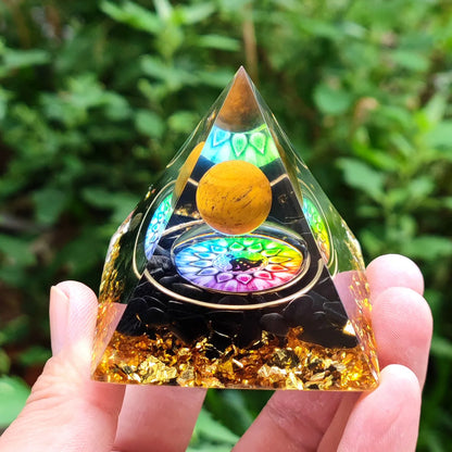 Natural stone amethyst crystalEnergy Generator Orgone Pyramid for E-Energy Protection Healing meditation orgonite crystal chakra