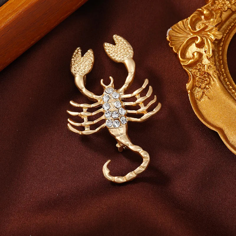 New Creative Matte Gold Color Zodiac Brooch Women Simple Rhinestone Animal Badges Men Suit Pins Accessories Party Festival Gift