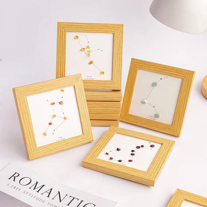 1 cadre photo en gravier de cristal naturel du zodiaque, décor de maison, fresque, ornements de bureau, accessoires de bricolage