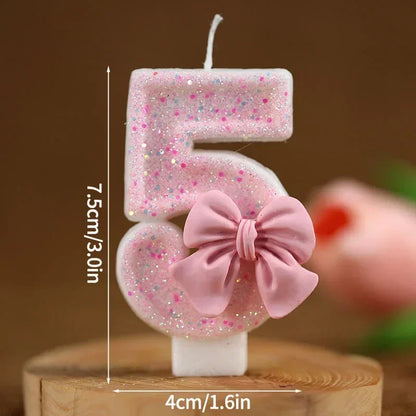 New Number Cake Candle Pink Glitter Birthday Candle 1 2 3 4 5 6 7 8 9 3D Number Candle Cake Topper Birthday Party Cake Decor