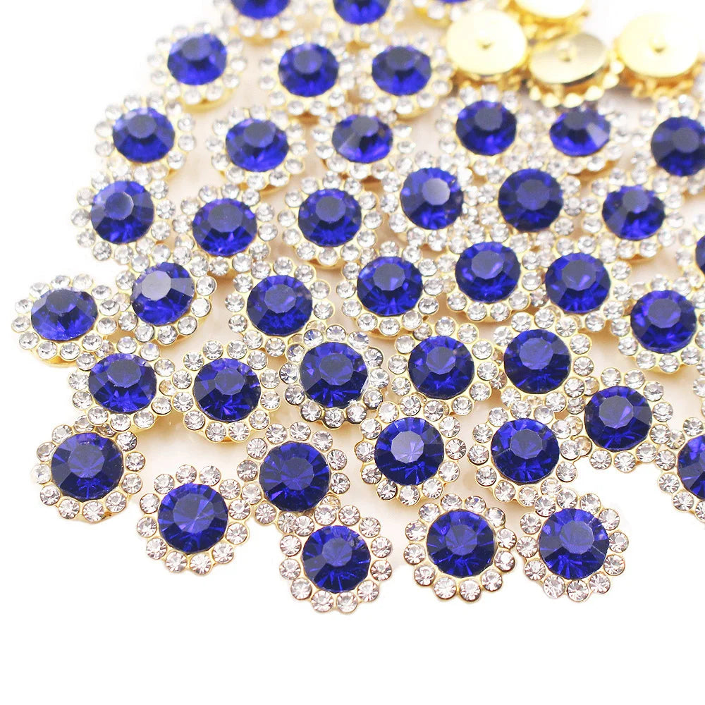 8mm-12mm Sunflower Sewing Claw Rhinestones Crystals Glass Beads Buttons Stones Sew On Rhinestone for Clothes Sewing Accessories