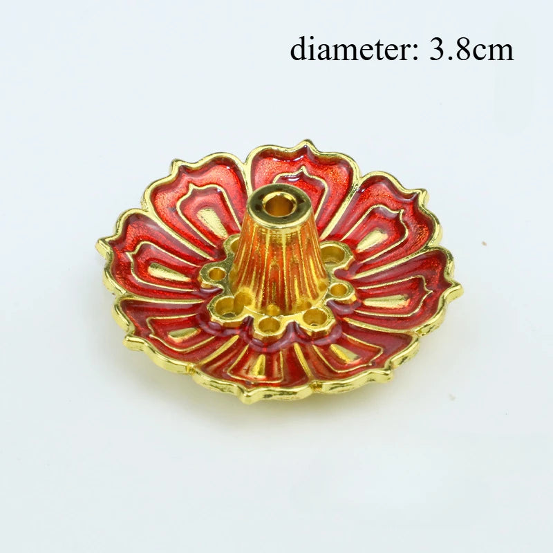 1PCS Lotus Alloy Incense Burner Stick Holder Home Buddhism Line Incense Plate Sandalwood Coil Base Temples Delicate Home Decor