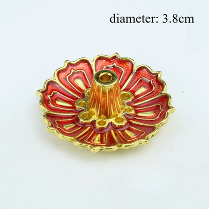 1PCS Lotus Alloy Incense Burner Stick Holder Home Buddhism Line Incense Plate Sandalwood Coil Base Temples Delicate Home Decor