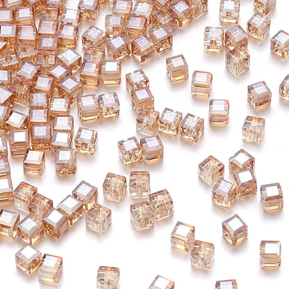 50pcs 4/6/8mm Square Faceted Glass Crystal Beads Loose Spacer Cube Beads for Jewelry Making DIY Bracelet Accessories Wholesale