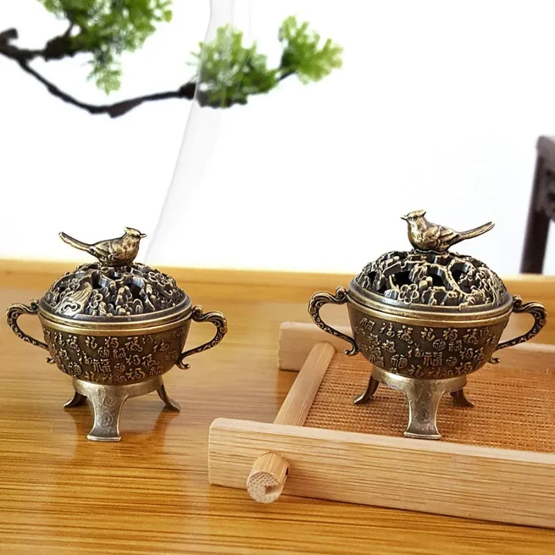 1pc Lucky Incense Burner Metal Lotus Incense Burner Bowl Incense Holder With Handle Yoga Meditation Home Decor
