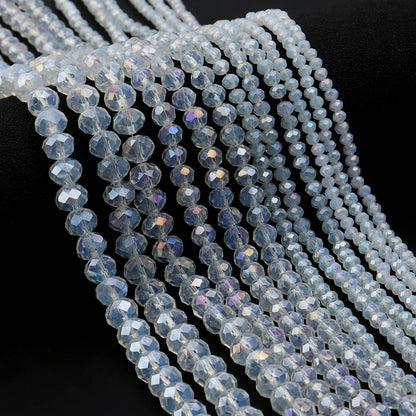 1Strand/Lot 3 4 6 8 10mm Rondelle Flat Faceted Crystal Beads Glass Spacer Beads For DIY Crafts Ornament Making Handmade Accesso