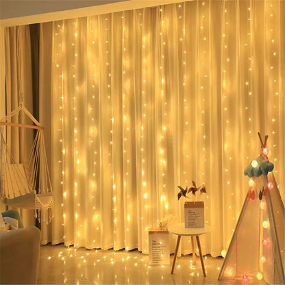 LED Curtain Lights USB Powered with Remote Control Holiday Christmas Decorations for Home Wedding Birthday Bedroom Party Lights