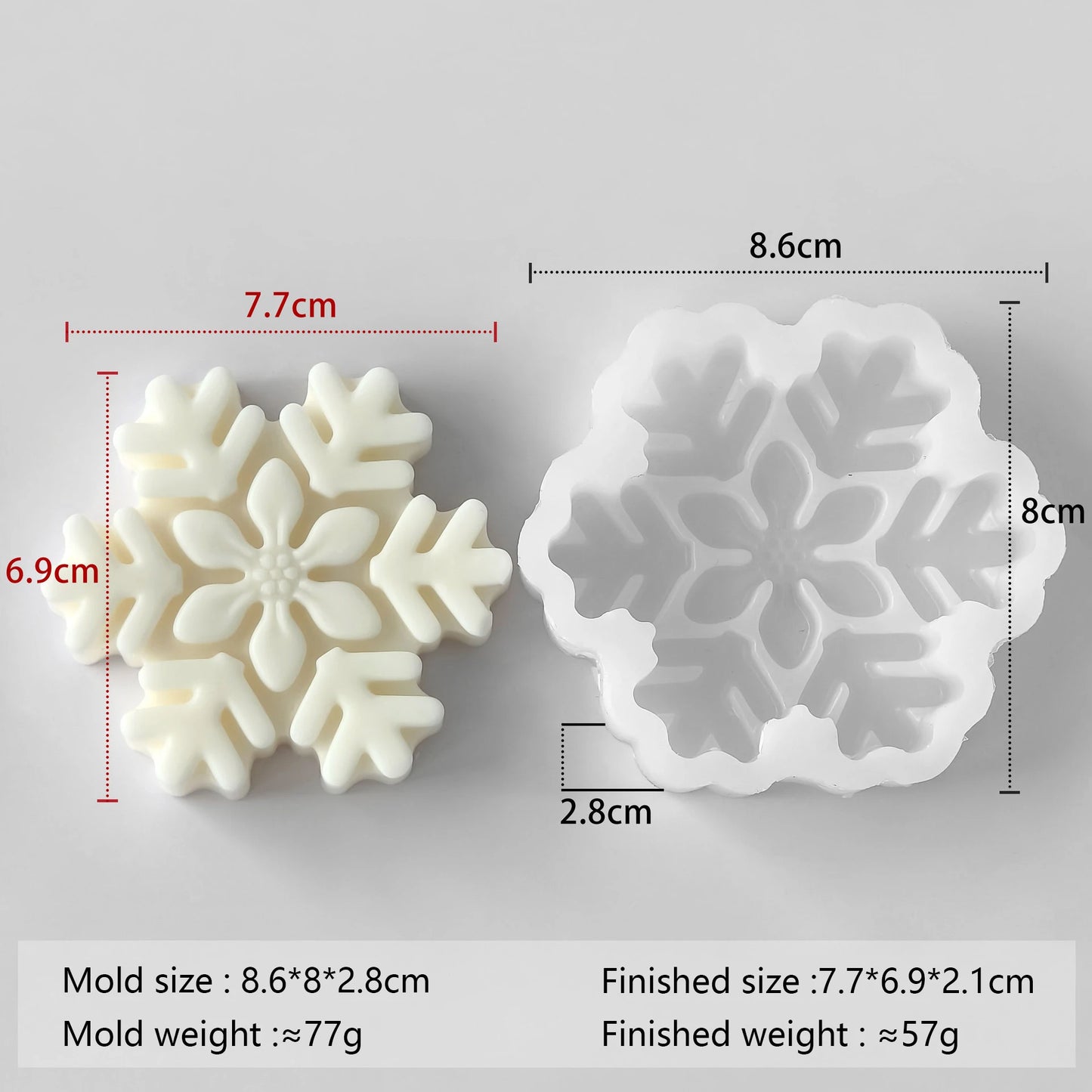 Snowflake Candle Silicone Mold DIY Christmas Soap Wax Melt Mold Aroma Stone Decor Handmade Craft Gift Home Decor Holiday Ornamen