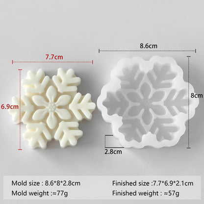 Snowflake Candle Silicone Mold DIY Christmas Soap Wax Melt Mold Aroma Stone Decor Handmade Craft Gift Home Decor Holiday Ornamen