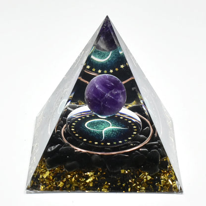 12 Zodiac Orgone Pyramid 5cm Horoscope Healing Natural Crystal Stone Ornaments Chakra Reiki Orgonite Gemstones Birthday Gifts