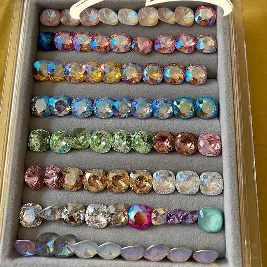 50Pcs Mix Color Cushion Cut Glass Fancy Rhionestones DIY Nail Crystals Jewelry Making Decorations Stones For Crafts Garment