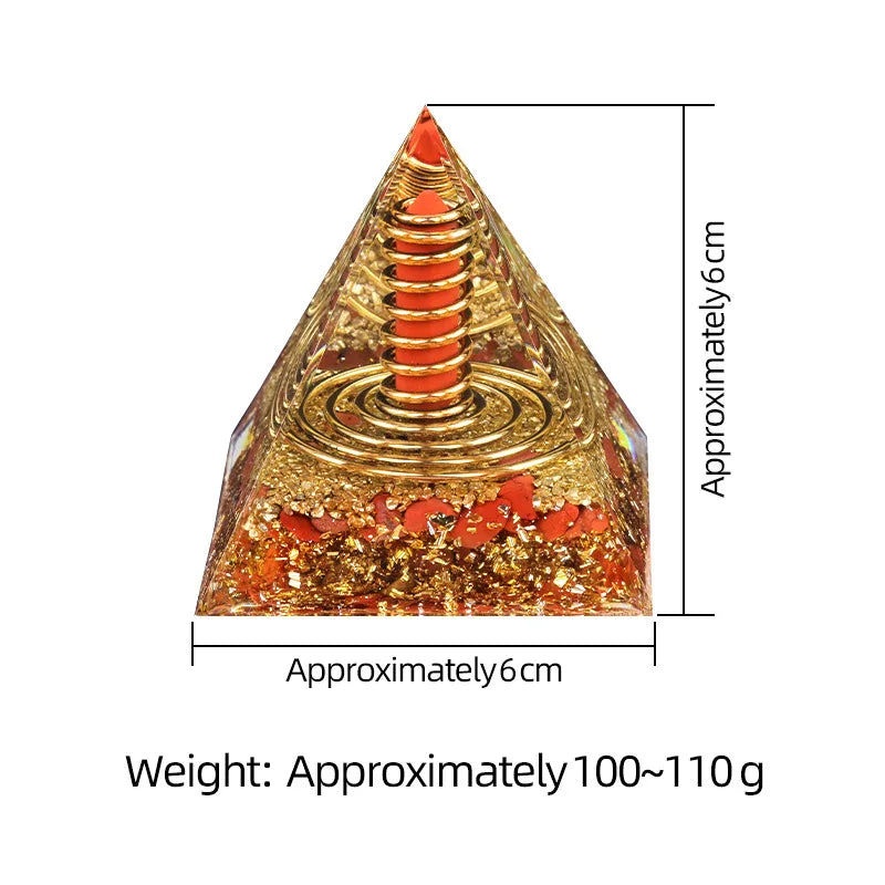 Natural Crystal Energy Generator Pyramid Peridot Gold Sandstone Reiki Healing Resin Pyramid Egyptian Room Decoration 6x6cm