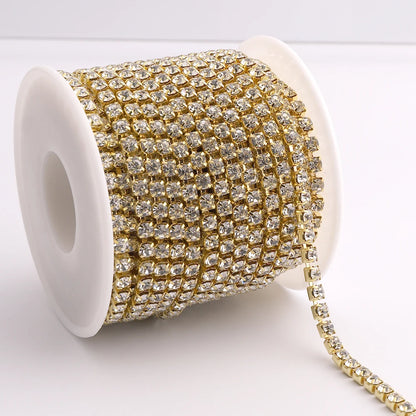 1Yard 10Yards/roll SS6-SS16 Crystal AB Claw Rhinestone Glass Sewn On Rhinestones Chain for Needlework Fabric Sewing Trimmings
