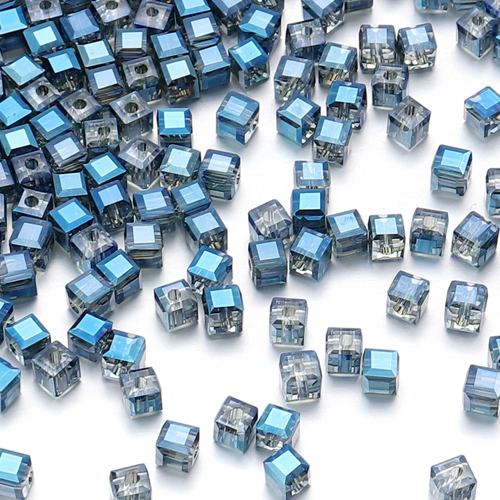 50pcs 4/6/8mm Square Faceted Glass Crystal Beads Loose Spacer Cube Beads for Jewelry Making DIY Bracelet Accessories Wholesale