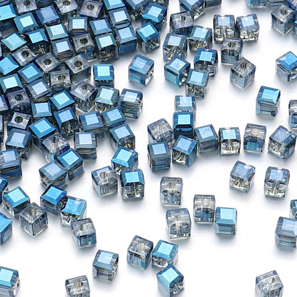 50pcs 4/6/8mm Square Faceted Glass Crystal Beads Loose Spacer Cube Beads for Jewelry Making DIY Bracelet Accessories Wholesale