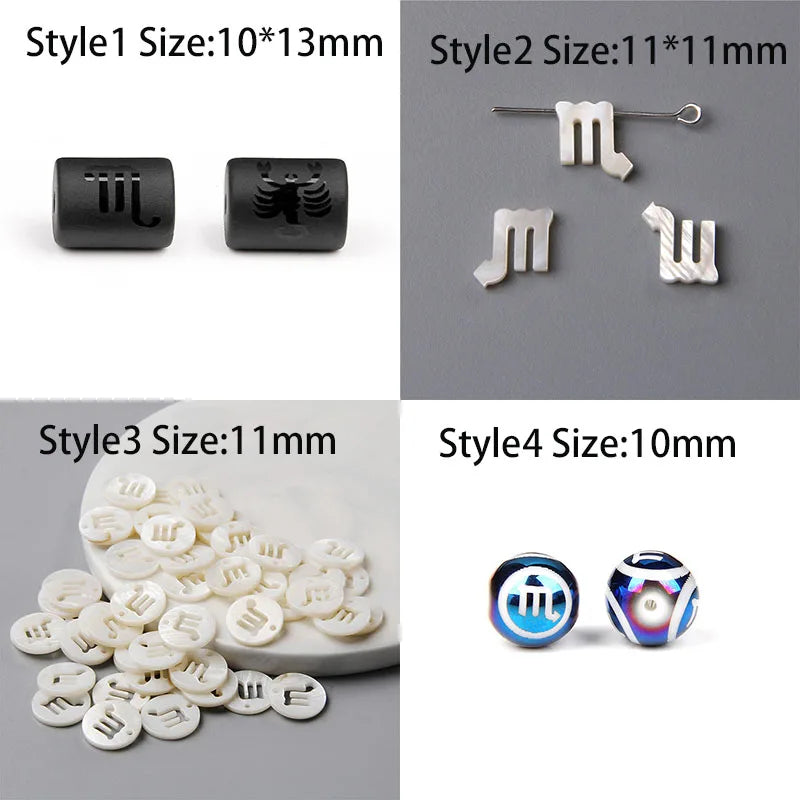 10PCS/lot 12 Constellation Horoscope Charms Beads 12 Zodiac Signs Multistyle Beads for DIY Couples Bracelets Jewelry Making