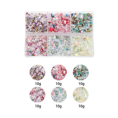 60g/Box Mixed Glass Crystal Crushed Stone Epoxy Resin Fillers Material for DIY Resin Jewelry Making Accessories Nail Art Crafts