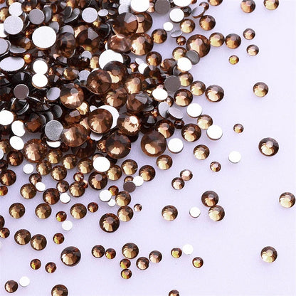 1440Pcs Mix Size Glass Flatback Rhinestone Glitter Crystal AB Round Diamond Non Hotfix Glue On Stone for DIY Nail Art Decoration