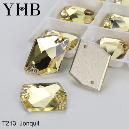 YHB Top Quality Cosmic Glass Crystal AB Moonlight Sewing Stones Flatback Sew on Rhinestones For Garment Clothes Bags