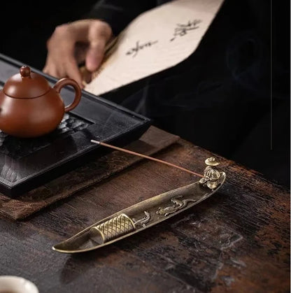 Creative Incense Holder Aromatherapy Ornament Incense Holder Boat Old Men Fishing Japanese Style Incense Stick Burner Home Decor