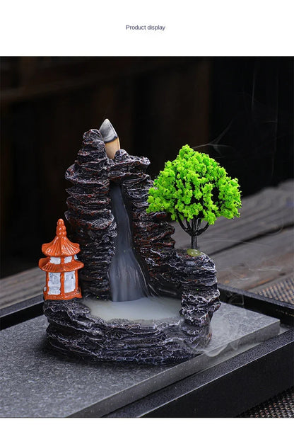 2024 Resin Reflux Incense Burner Tower Sandalwood Decoration Home Indoor Aromatherapy Mosquito Repellent Incense Burner Ornament