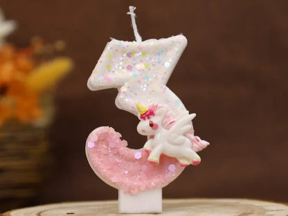 Nến Sinh Nhật Vui Vẻ Nến Số 0-9 Nến Sinh Nhật Kỳ Lân Hồng Trang Trí Bánh Nến Tiệc Sinh Nhật Trẻ Em