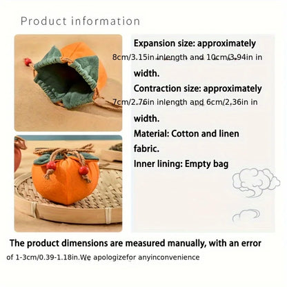 Incense Bag with Persimmon Pendant, Can Be Hung on Rearview Mirror or Car,Blessing Purse,Empty Bag Material Kit for Good Fortune