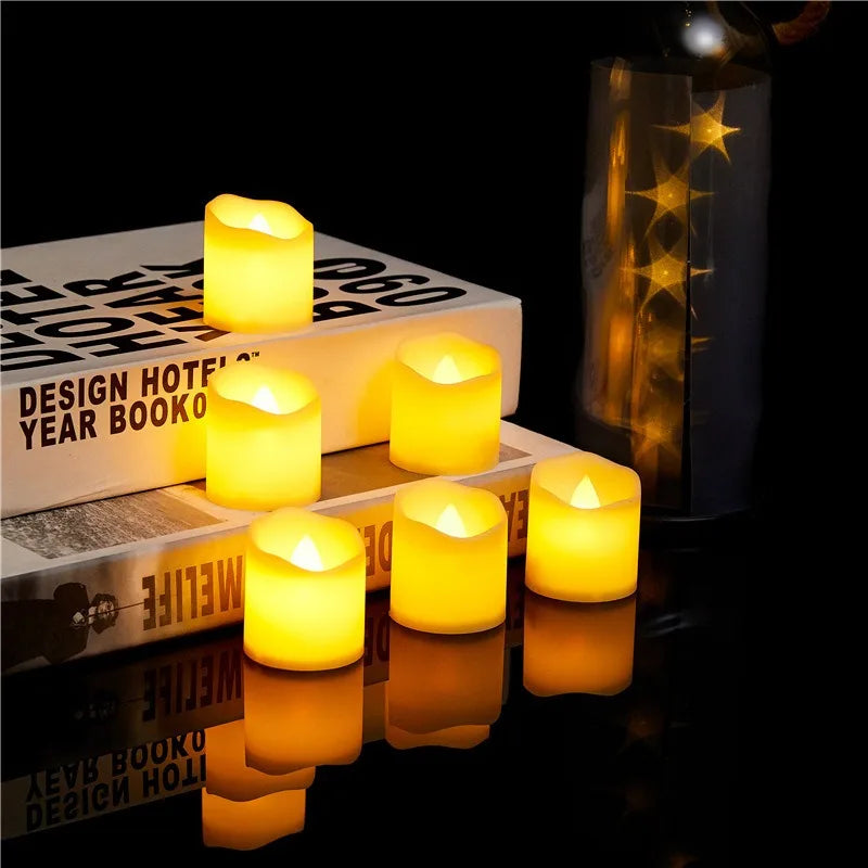 Flickering LED Ivory Electronic Candle, Flameless Tealight Candle,Battery Operated LED Tealight Candle, Ideal for Weddings, Ta