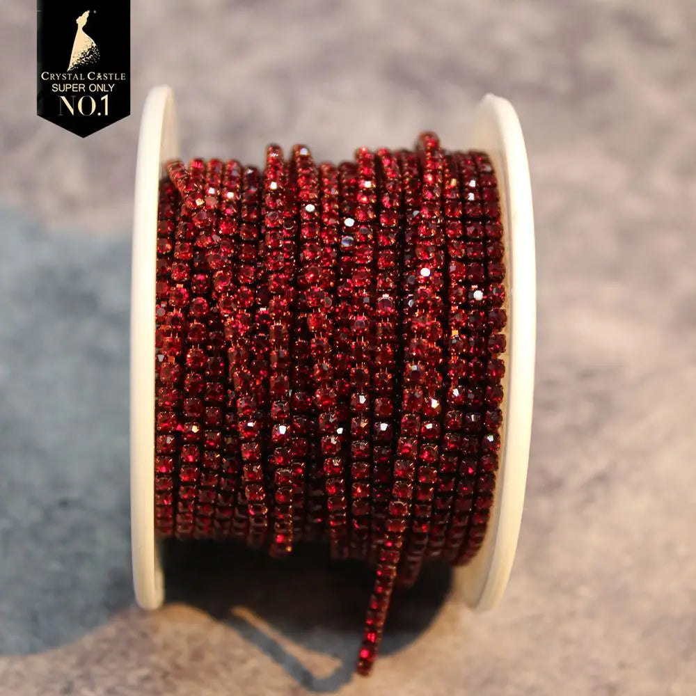 Rhinestones Chain Roll Tassel 1/10Yard Crystal Ribbon Strass Banding Sew On Gold Rhinestone Trim Strip Cup Chains For Needlework