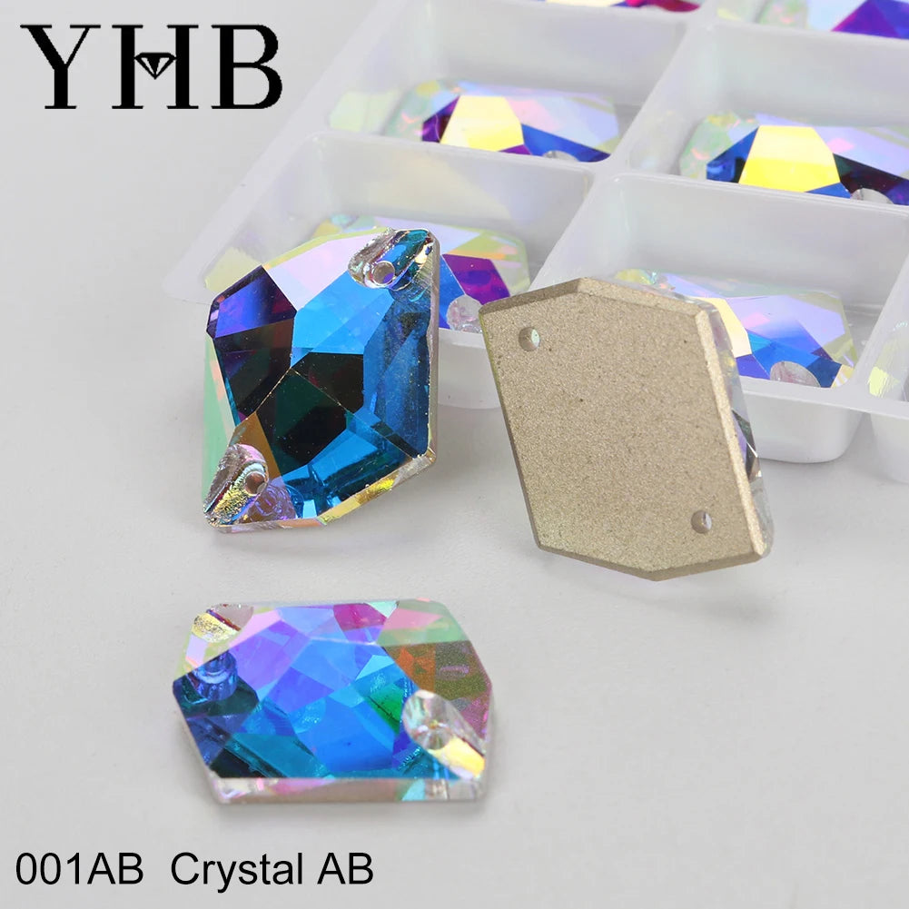 YHB Top Quality Cosmic Glass Crystal AB Moonlight Sewing Stones Flatback Sew on Rhinestones For Garment Clothes Bags