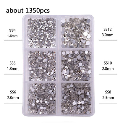 1 Box Multi-size AB Crystal Nail Rhinestones Flat Bottom Crystal Clear Diamond Gems DIY Nail Art Decorations Strass Stones