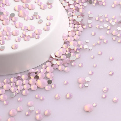 SS3-SS20 Mix Size Glitter Glass Round Rhinestones Silver Bottom Non Hotfix Small Size Crystal For Nail Art Clothes Decoration