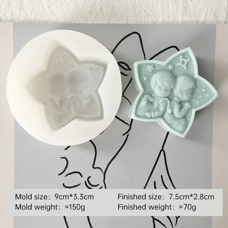 Twelve Horoscope Scented Candle Silicone Mold DIY Pentagram Constellation Aries Leo Gypsum Resin Handmade Soap Mould