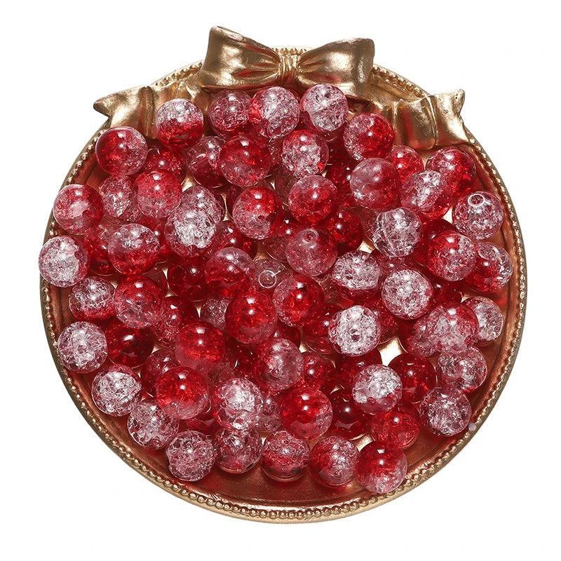 4 6 8 10mm Cracked Crystal Beads High-Quality Dual Color Glass Beads Snow Crack Crystal Beads for Jewelry Making DIY Bracelet