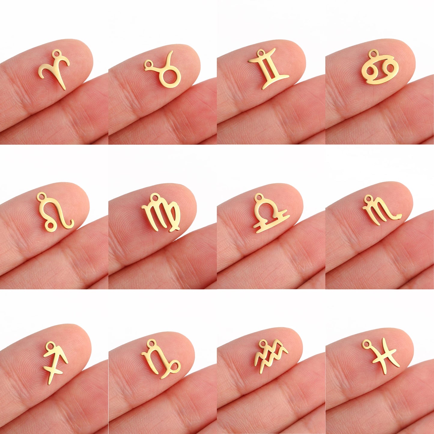 5Pcs/Lot Stainless Steel 12 Zodiac Sign Charms Mini Constellation Pendants DIY Handmade Craft Necklace Bracelet Jewelry Making