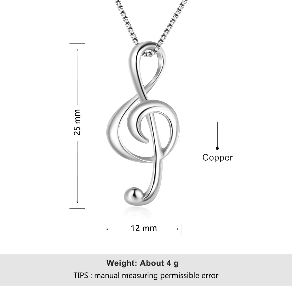 JewelOra Silver Color Musical Note Necklaces &amp; Pendants Elegant Pendant Necklace Women Gifts for Girlfriend