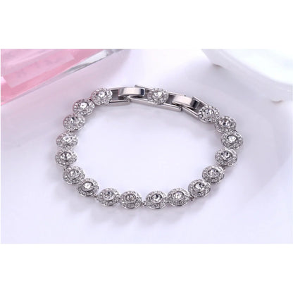 2025 New Original Round Water Drop Crystal High Jewelry Set Fashion Dazzling Women's Bracelet Earring Necklace Ring Wedding Gift