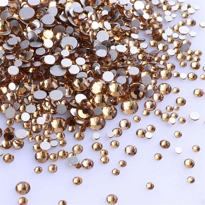 1440Pcs Mix Size Glass Flatback Rhinestone Glitter Crystal AB Round Diamond Non Hotfix Glue On Stone for DIY Nail Art Decoration