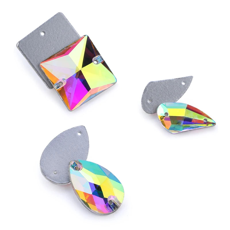 Crystal AB Ordinary Crystal Glass Sewing Rhinestones Sew On Flatback Rhinestone Wedding Dress Accessories DIY Garment Making