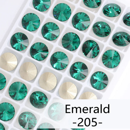 6/8/10/12/14MM Rivoli Rhinestone Round Pointed Diamond Stones Colorful Beads Crafts Crystal Nail Clothes Jewelry Accessories