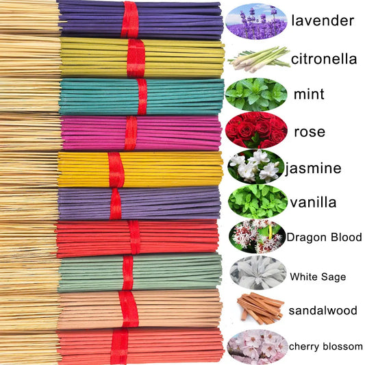 7 Sets of 140 Incense Sticks, Available in Four Seasonal Sets: Rose, Lavender, Sandalwood, Jasmine, Mint, Cherry Blossom, Herbal and Dragon Bloodwood, Each Pack Contains 20 Sticks, Suitable for Home, Office, Yoga, Meditation,