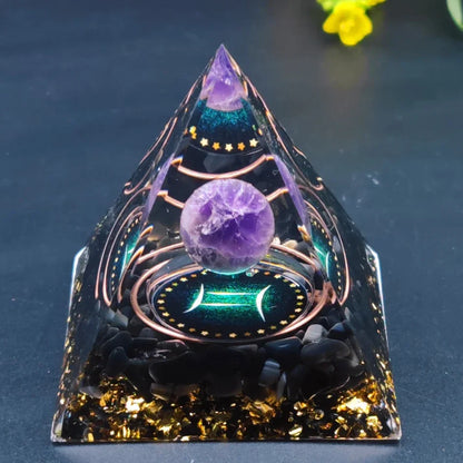 12 Zodiacs Orgone Pyramid 5cm Horoscope Healing Natural Crystal Stone Chakra Reiki Orgonite Gemstones Birthday Constellation