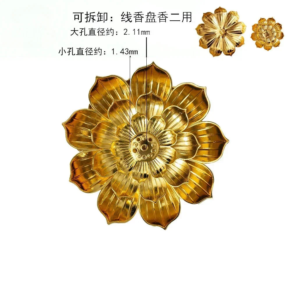 Incense Holder for Sticks Alloy Incense Burner Creative 3 levels Lotus Incense Stick Holder and Detachable Ash Catcher