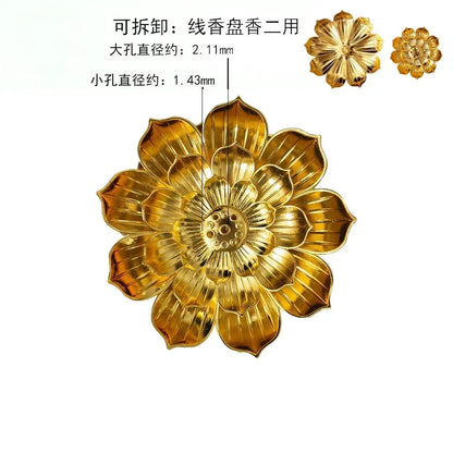 Incense Holder for Sticks Alloy Incense Burner Creative 3 levels Lotus Incense Stick Holder and Detachable Ash Catcher