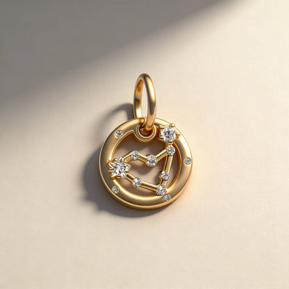 Hạt Charm Mạ Vàng Lấp Lánh 12 Cung Hoàng Đạo Mặt Dây Chuyền Hợp Vòng Tay Bạc Dạng Rắn, Vòng Cổ, Hạt Để Tự Làm Trang Sức Quà Tặng Nữ