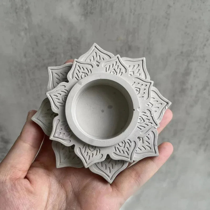 Khuôn Silicon Làm Lọ Nến Bê Tông, Khuôn Xi Măng Thạch Cao Đựng Nến Hoa Sen Tròn, Dụng Cụ Tự Làm Khuôn Đúc Nến Nhựa Epoxy Thủ Công