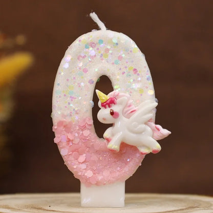 Nến Sinh Nhật Vui Vẻ Nến Số 0-9 Nến Sinh Nhật Kỳ Lân Hồng Trang Trí Bánh Nến Tiệc Sinh Nhật Trẻ Em