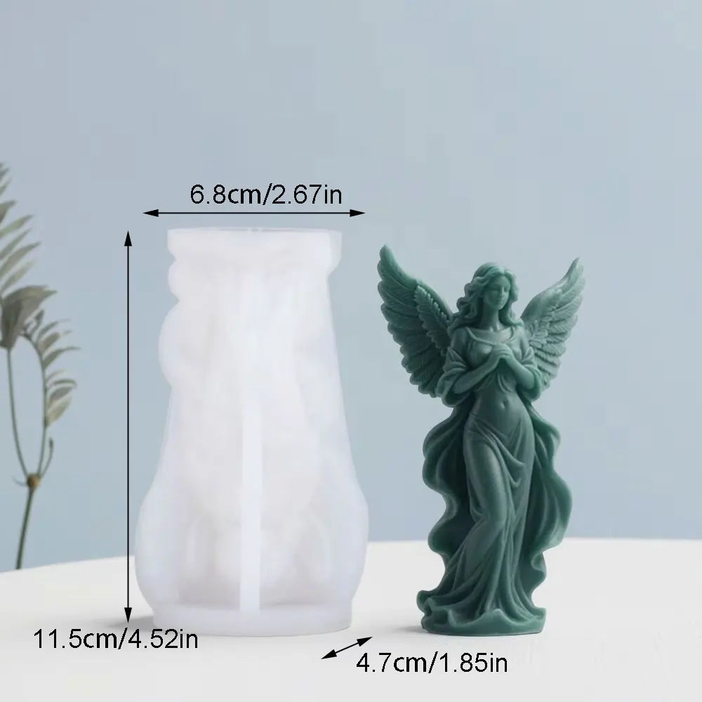 Wings Goddess Scented Silicone Candle Mould DIY Prayer Angel Sculpture Gypsum Resin Mold Women Candle Making Supplies Home Decor